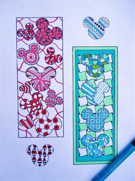 mickey mouse bookmarks  color zentangle  brushstrokeornaments