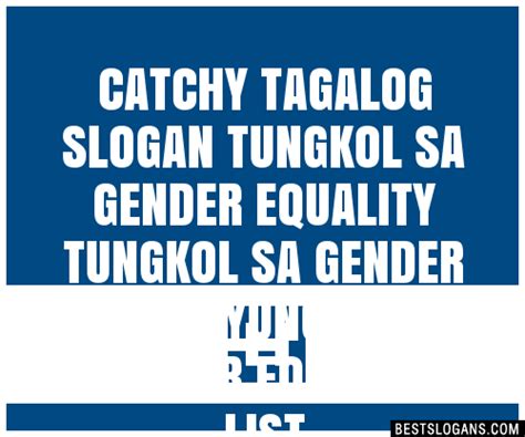 catchy tagalog tungkol sa gender equality tungkol sa gender