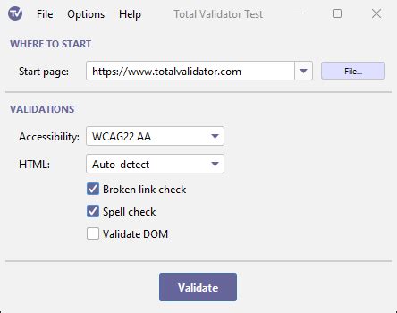test version total validator