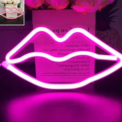 Qiaofei Upgraded Led Neon Pink Lips Wall Signs