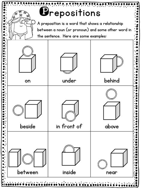 vocabulary set  preposition worksheets english worksheets  kids
