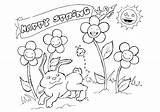 Spring Coloring Happy Pages Season Flower Color Butterfly Rainbow Kids Printable Seasons Coloringpagesonly sketch template