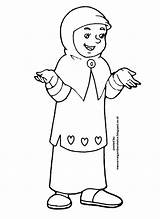 Mewarnai Sketsa Kartun Muslimah Ibu Mengaji Belajar Rebanas Masjid Mewarna Adik Memang Asyik Tren Karton Konsep Berjilbab sketch template
