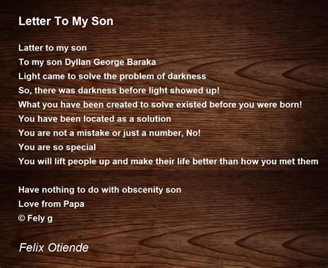 letter   son letter   son poem  felix otiende