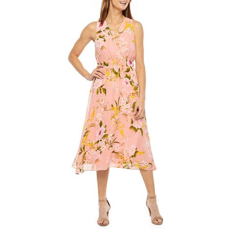 liz claiborne sleeveless floral midi dress dresses casual dresses chiffon dress
