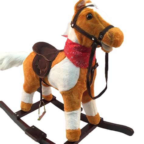plush rocking horses toys    years  children light brown wooden