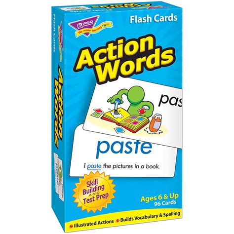 action words skill drill flash cards   trend enterprises