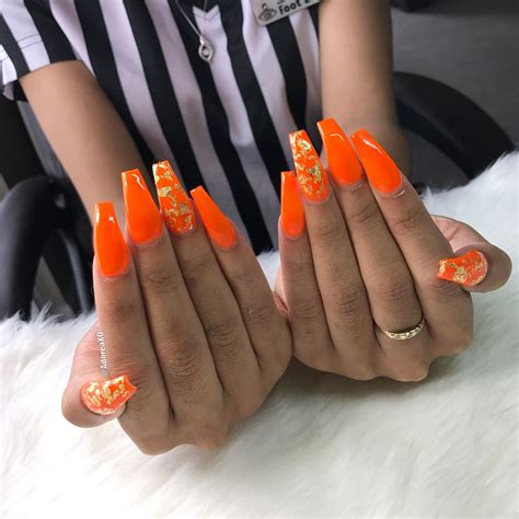 pinterest  orange acrylic nails orange nail designs orange nails