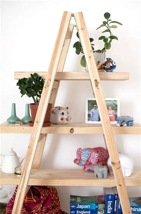 cycled ladder shelves display ideas diy