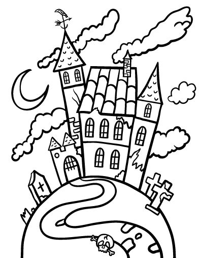 haunted house coloring page coloring pages  halloween