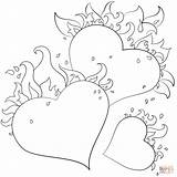Coloring Hearts Pages Flames Heart Printable Flame Flaming Valentine Adult Adults Print Kids Color Drawing Popular Online sketch template