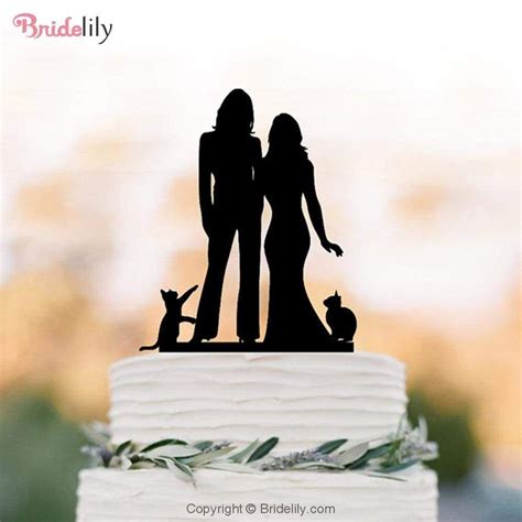 Lesbian Wedding Mr And Mrs With Cat Cake Toppers Bridelily Lesbian