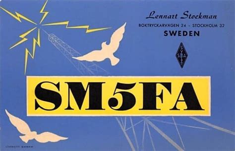 Qsl Karte Amateur Radio Sm5 Fa Stockholm Sweden Ansichtskarten