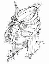 Pixies Fairies Coloring Fairy Pages Sketches Template Line Adults sketch template