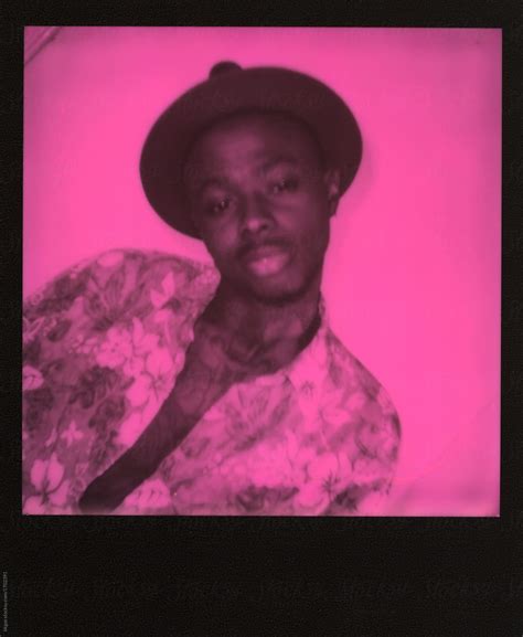 Pink Duochrome Polaroid Scan On A Cool Tattooed Black Man Del
