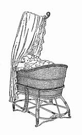 Baby Bassinet Clip Digital Vintage Illustration sketch template