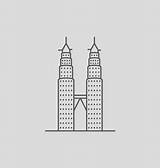 Twin Petronas Vector Towers Tower Icon Malaysia Outline Vectorstock Vectors Landmarks Set Style Similar sketch template