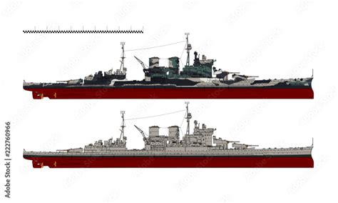 battlecruiser   royal navy hms renown illustration vector de