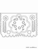Papel Picado Coloring Pages Template Mexican Templates Paper Cut Pattern sketch template