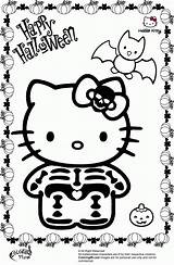 Kitty Hello Halloween Pages Coloring Colouring Color Ella Kids Sheets Skeleton Book Head Scary Cat Kawaii Printable Jack Car Print sketch template