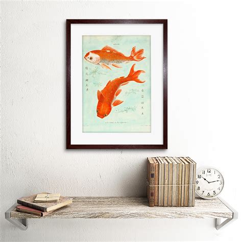 fish japanese koi art print framed poster wall decor ebay