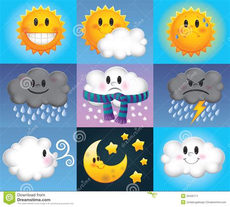 cartoon weather symbols stock image image