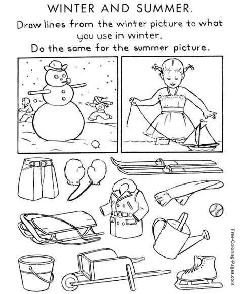 winter coloring sheets wintersummer puzzle