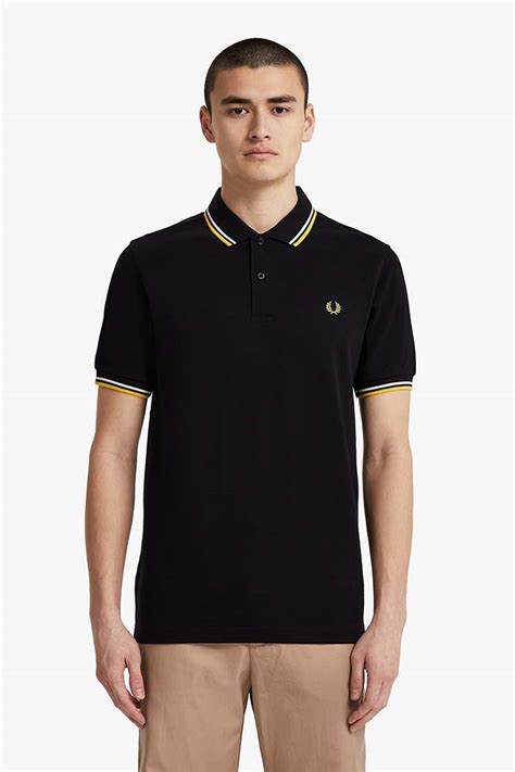Fred Perry Polo Shirt Navy Snow White Electric Yellow