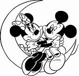 Mickey Minnie Mouse Coloring Pages Disney Cartoon Kissing Characters Cute Printable Color Print Valentine Printables Animals sketch template