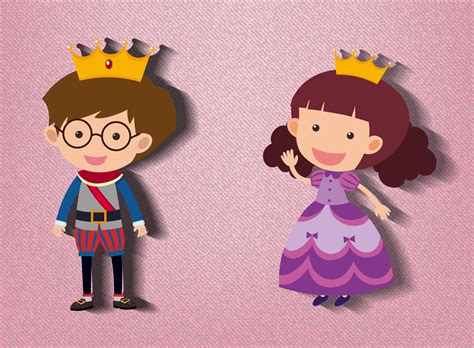 prince  princess cartoon character  pink background