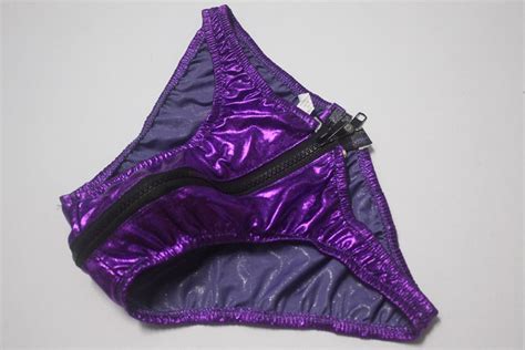 fashion care 2u um529 3 sexy purple metallic crotch zip