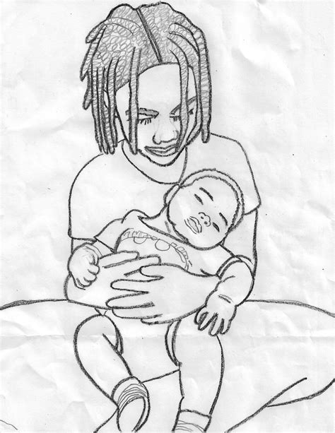african american black pretty israelite girl  baby boy coloring page