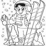 Coloring Skiing Girl Winter Sports Pages Olympic Surfnetkids Ice Snowboarding Time Go These sketch template