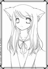 Coloring Anime Pages Cat Girl Fox Cute Girls Printable Print Cartoon Pretty Color Drawing Girly Neko Sheets Catgirl Colouring Chibi sketch template