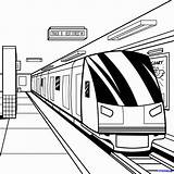 Subway Tren Colorear Perspectiva Perspektive Fluchtpunkt Visuales Estación Paisajes sketch template