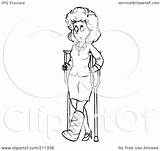 Crutches Coloring Woman Outline Clipart Using Illustration Royalty Bannykh Alex Rf Pages 2021 Template sketch template
