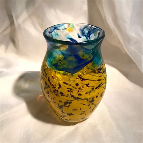 Unique Mixed Media Blown Glass Vase Hand Blown Etsy Glass Blowing