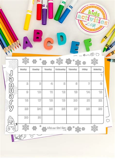 printable calendar  kids