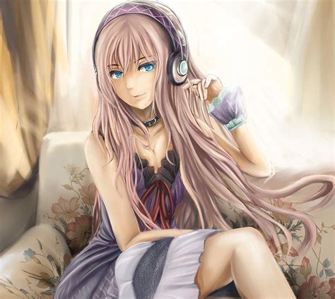 Sexy Hot Anime Girl Megurine Luka Headphones Vocaloid Poster My Hot