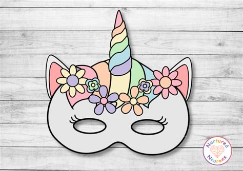 unicorn mask printable  coloring easy craft  happy paper time
