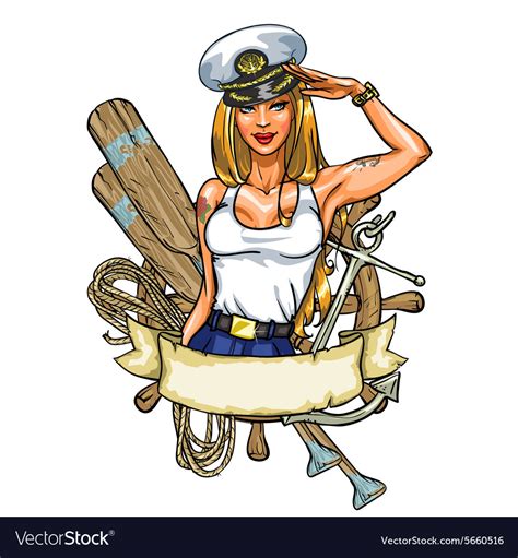sexy pin up sailor girl label royalty free vector image