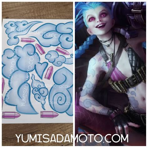 Jinx League Of Legends Cosplay Costume Temporary Tattoo Bullet Etsy