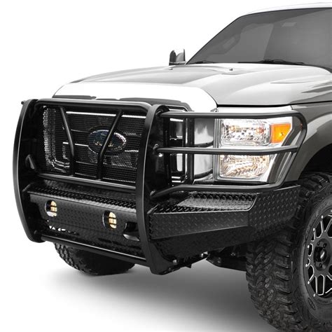 frontier truck gear ford    full width black front hd bumper  full grille guard