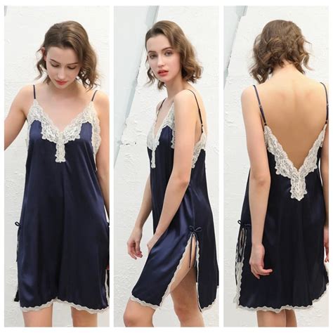 Satin Faux Silk Sexy Lace Sleeveless V Neck Nightgown Power Day Sale
