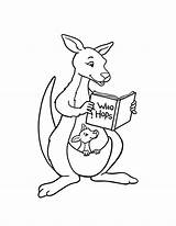 Kangaroo Reading Book Coloring Baby Netart Print sketch template