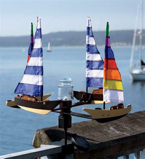 solar  wind powered sailboat spinner  led beacon light wind  weather