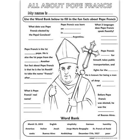 pope francis poster craft activities pope francis