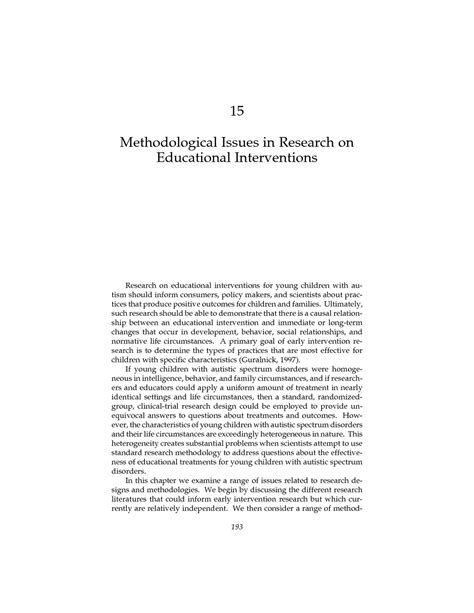 methodological issues  research  educational interventions