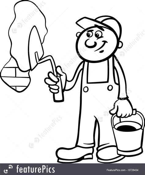 people at work worker with trowel coloring page stock illustration i3728434 at featurepics