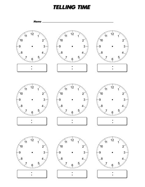 clock printable worksheet